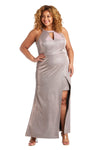 Morgan & Co Long Plus Size Glitter Dress 12835WM - The Dress Outlet