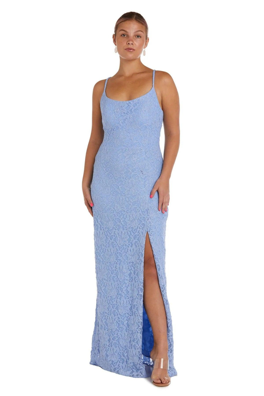 Morgan & Co Long Formal Fitted Lace Prom Gown 13022 - The Dress Outlet