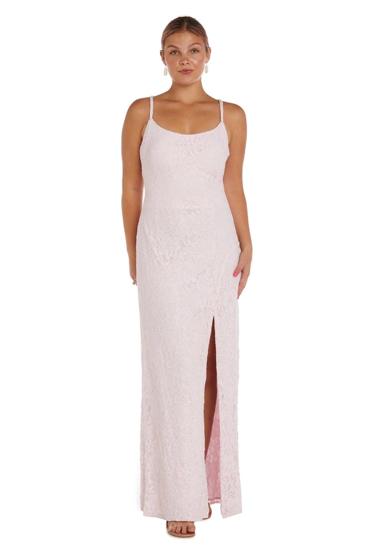 Morgan & Co Long Formal Fitted Lace Prom Gown 13022 - The Dress Outlet