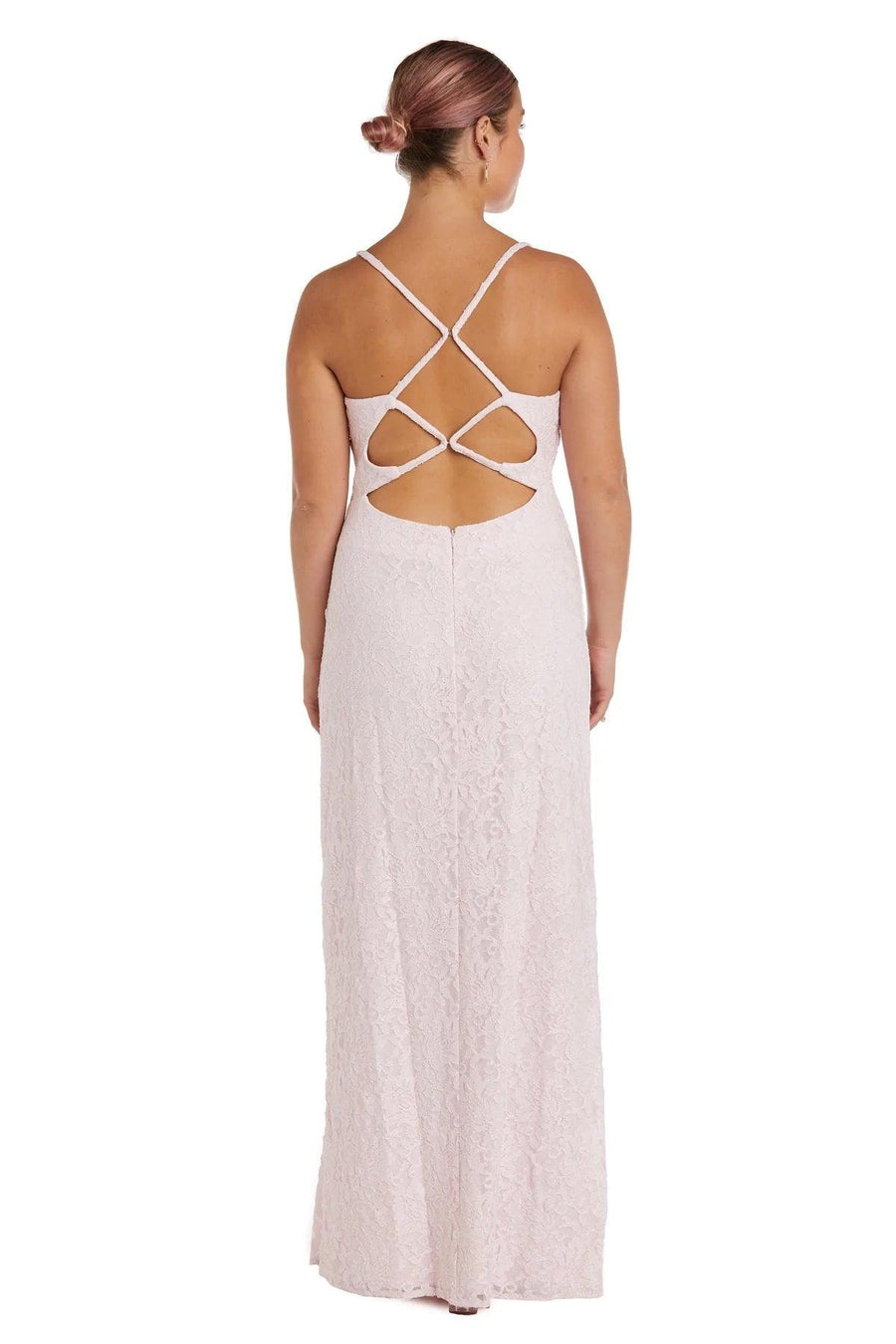 Morgan & Co Long Formal Fitted Lace Prom Gown 13022 - The Dress Outlet