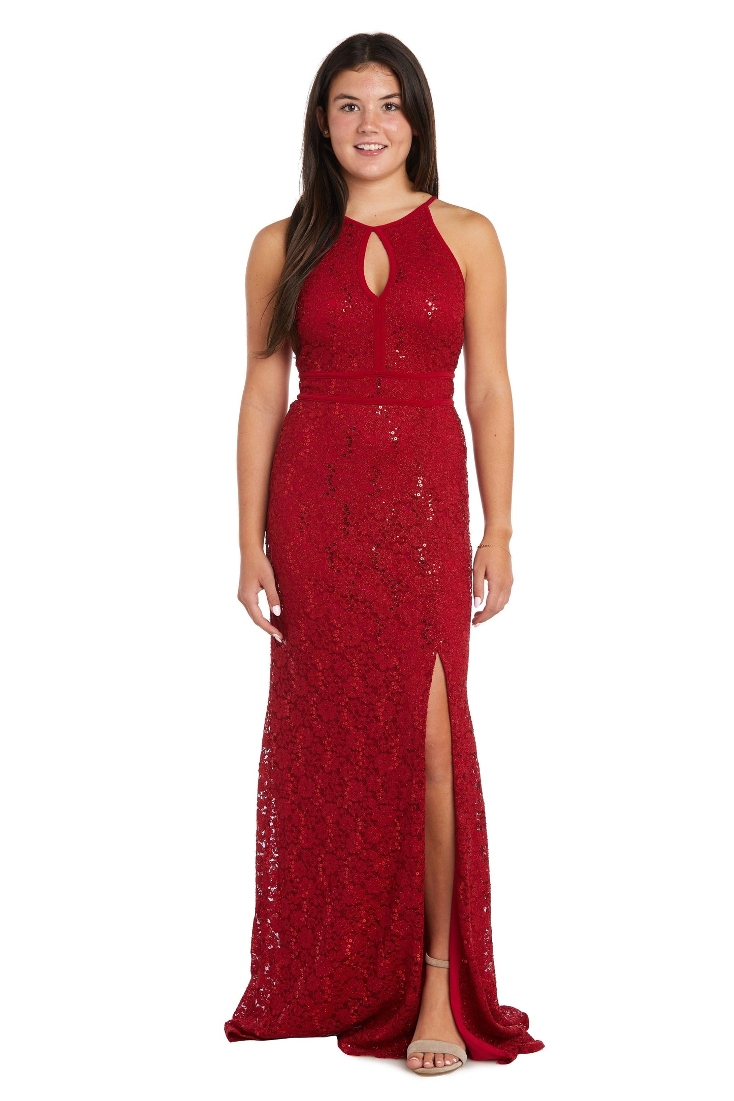 Morgan & Co Long Halter Formal Prom Dress 12346 - The Dress Outlet
