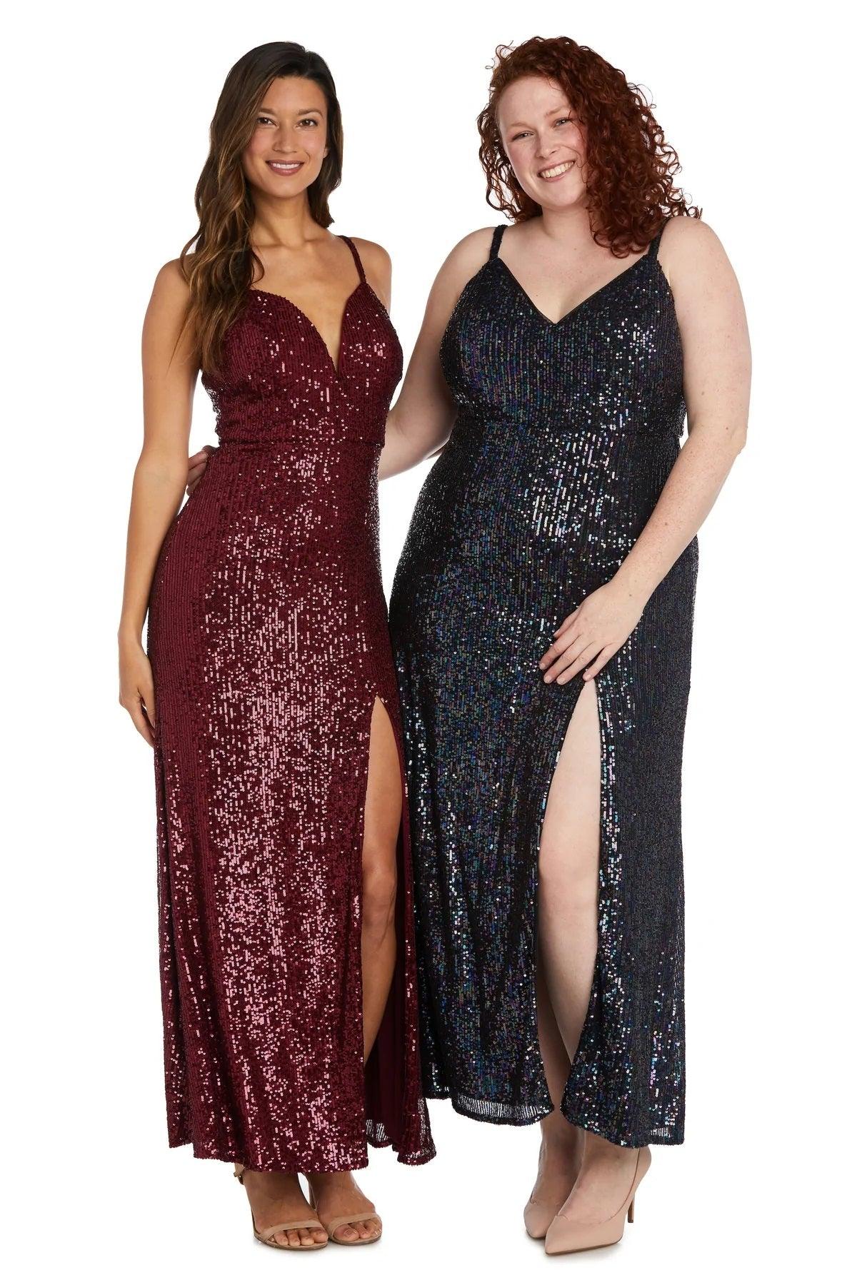 Morgan & Co Long Plus Size Fitted Prom Gown 12935W - The Dress Outlet