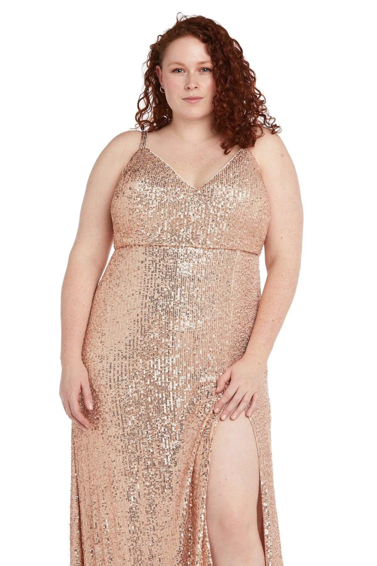 Morgan & Co Long Plus Size Fitted Prom Gown 12935W - The Dress Outlet