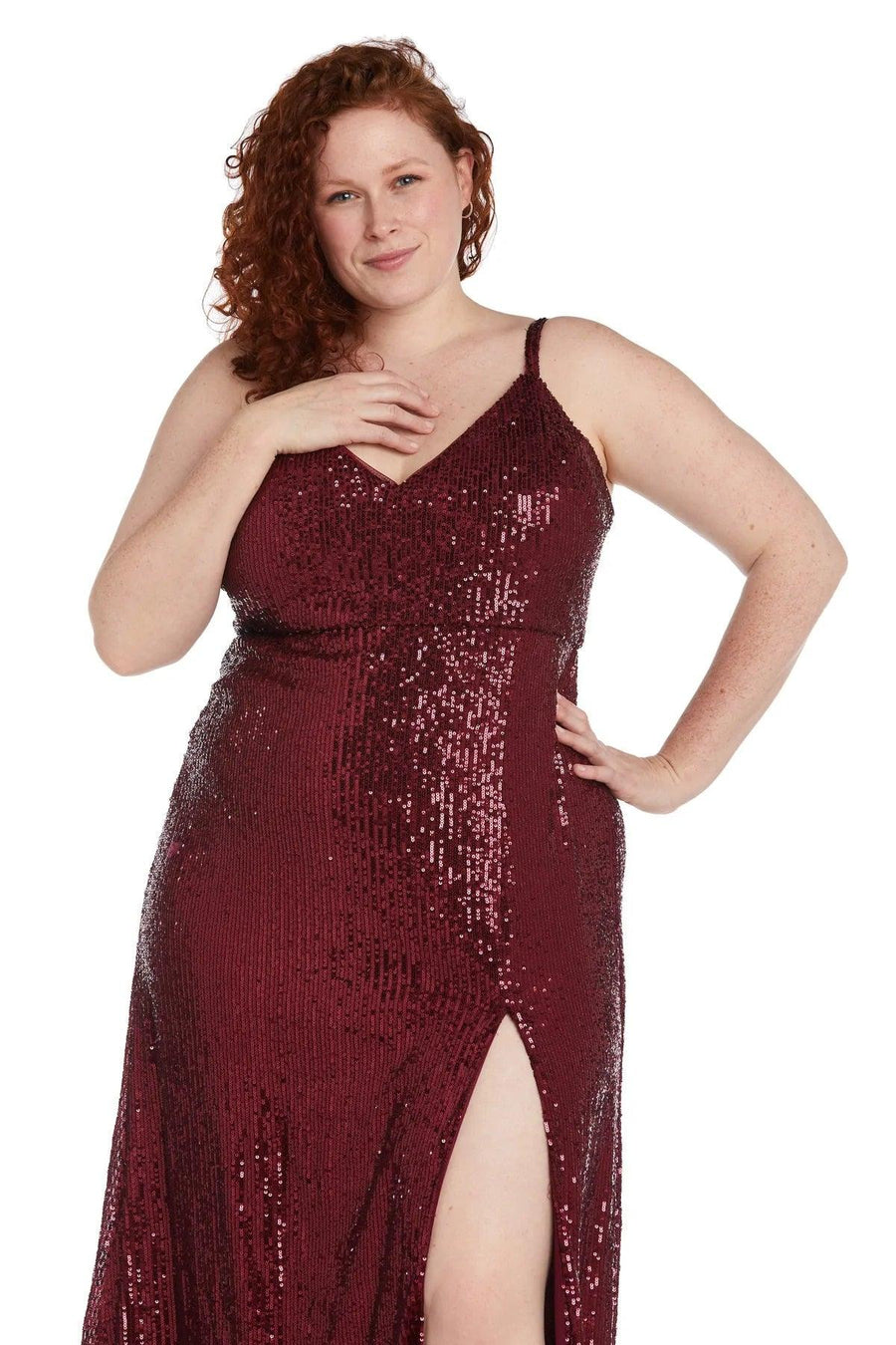 Morgan & Co Long Plus Size Fitted Prom Gown 12935W - The Dress Outlet