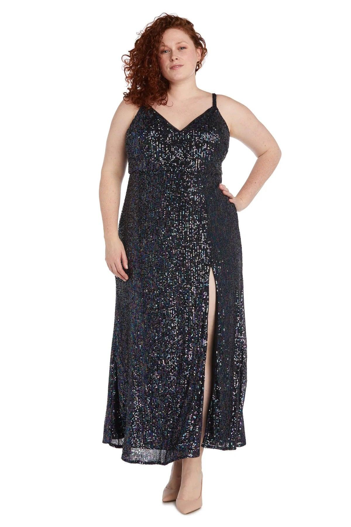 Morgan & Co Long Plus Size Fitted Prom Gown 12935W - The Dress Outlet