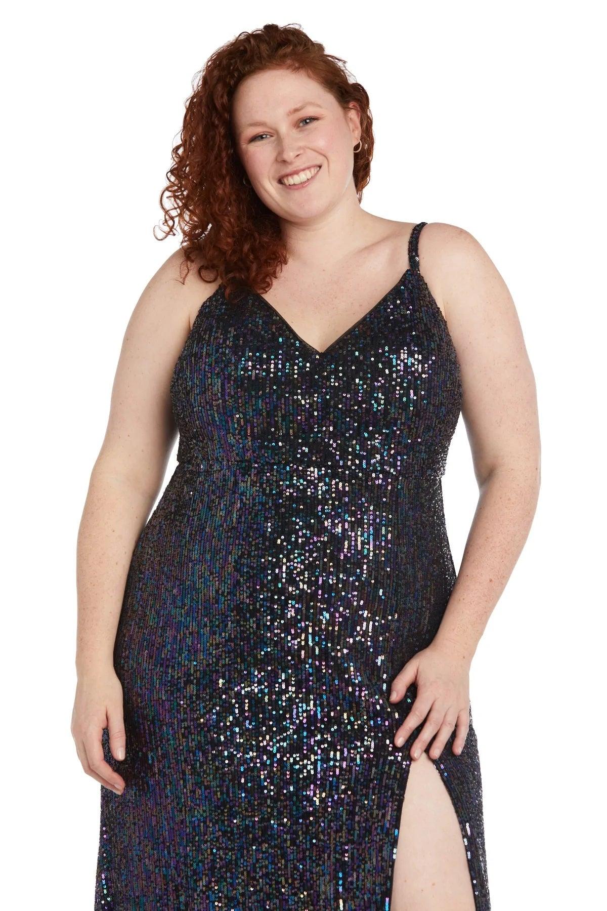 Morgan & Co Long Plus Size Fitted Prom Gown 12935W - The Dress Outlet