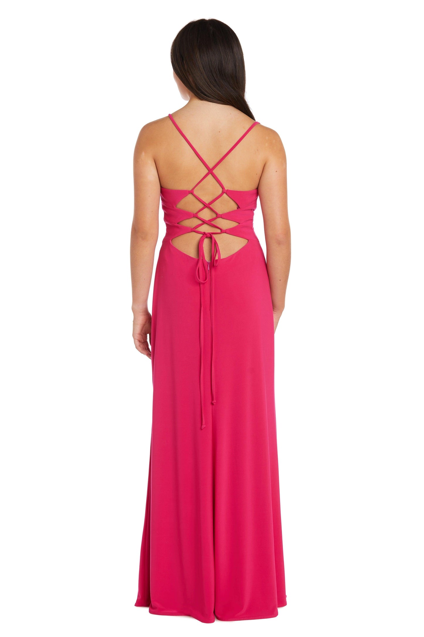 Morgan & Co Long Spaghetti Strap Prom Dress 13012 - The Dress Outlet
