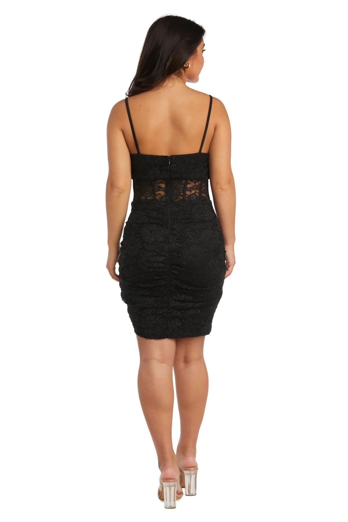 Morgan & Co Short Fitted Lace Cocktail Dress 13053 - The Dress Outlet