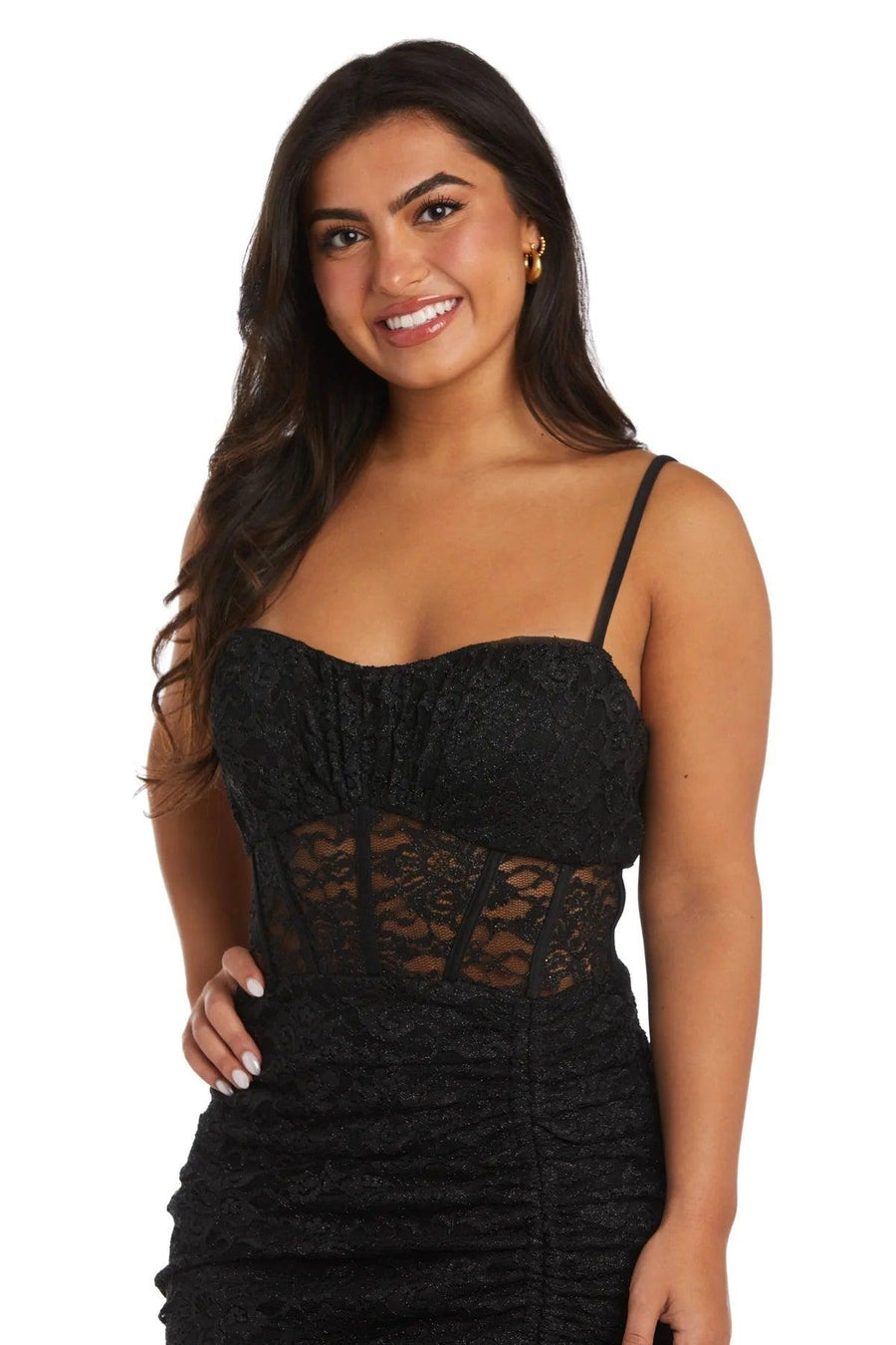 Morgan & Co Short Fitted Lace Cocktail Dress 13053 - The Dress Outlet