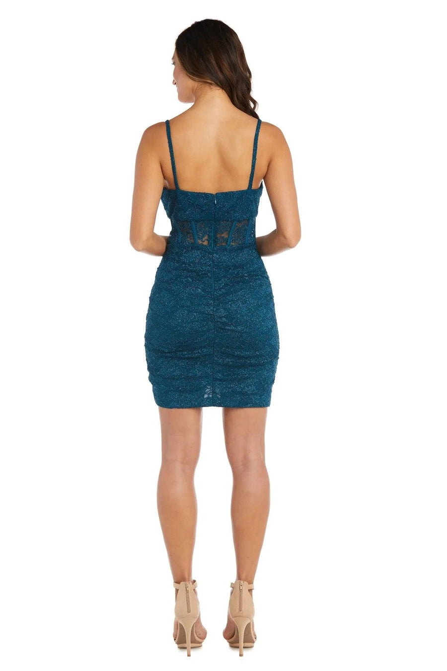 Morgan & Co Short Fitted Lace Cocktail Dress 13053 - The Dress Outlet