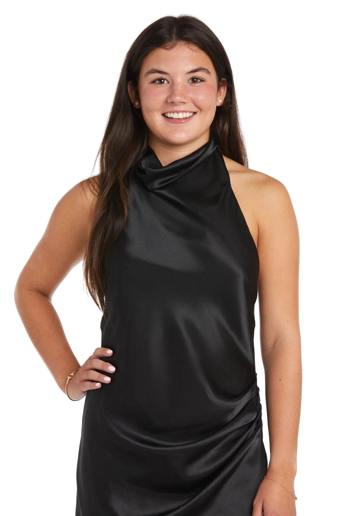 Morgan & Co Short Satin Homecoming Dress 10023N - The Dress Outlet