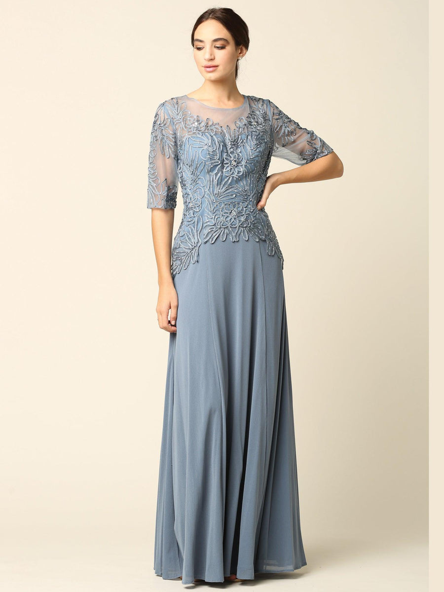 Mother of the Bride Long Formal Embroidered Dress Sale - The Dress Outlet