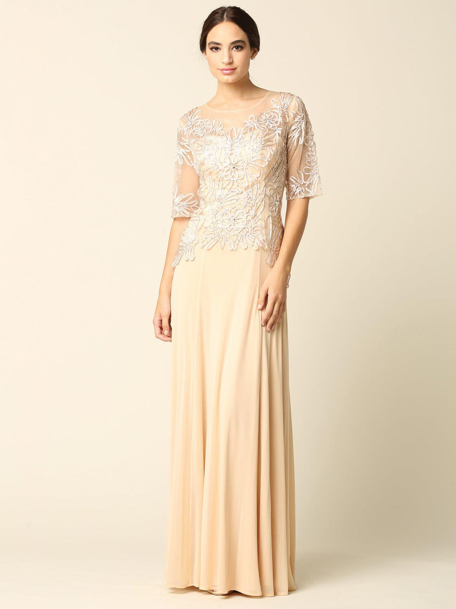 Mother of the Bride Long Formal Embroidered Dress Sale - The Dress Outlet