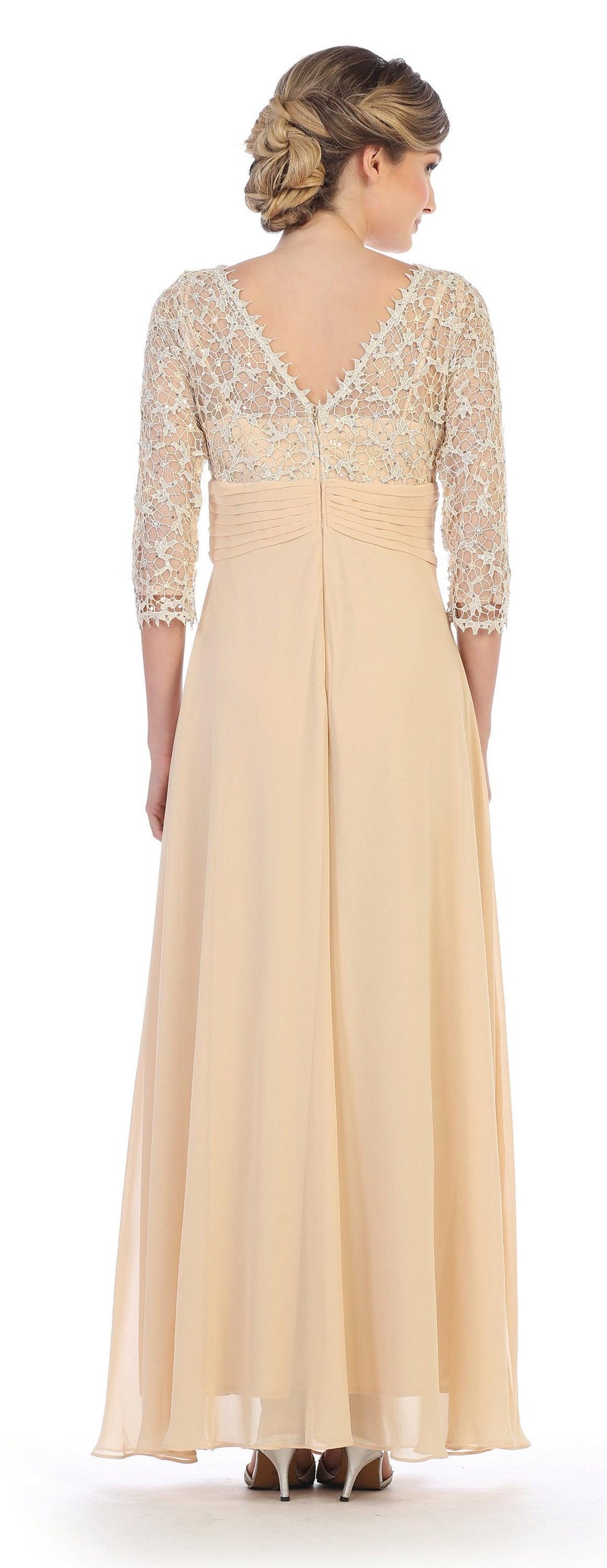 Mother of the Bride Long Sleeve Formal Long Dress - The Dress Outlet