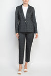 Pant Suit Formal Lurex JacketMid Waist Pant Suit Black Grey Silver