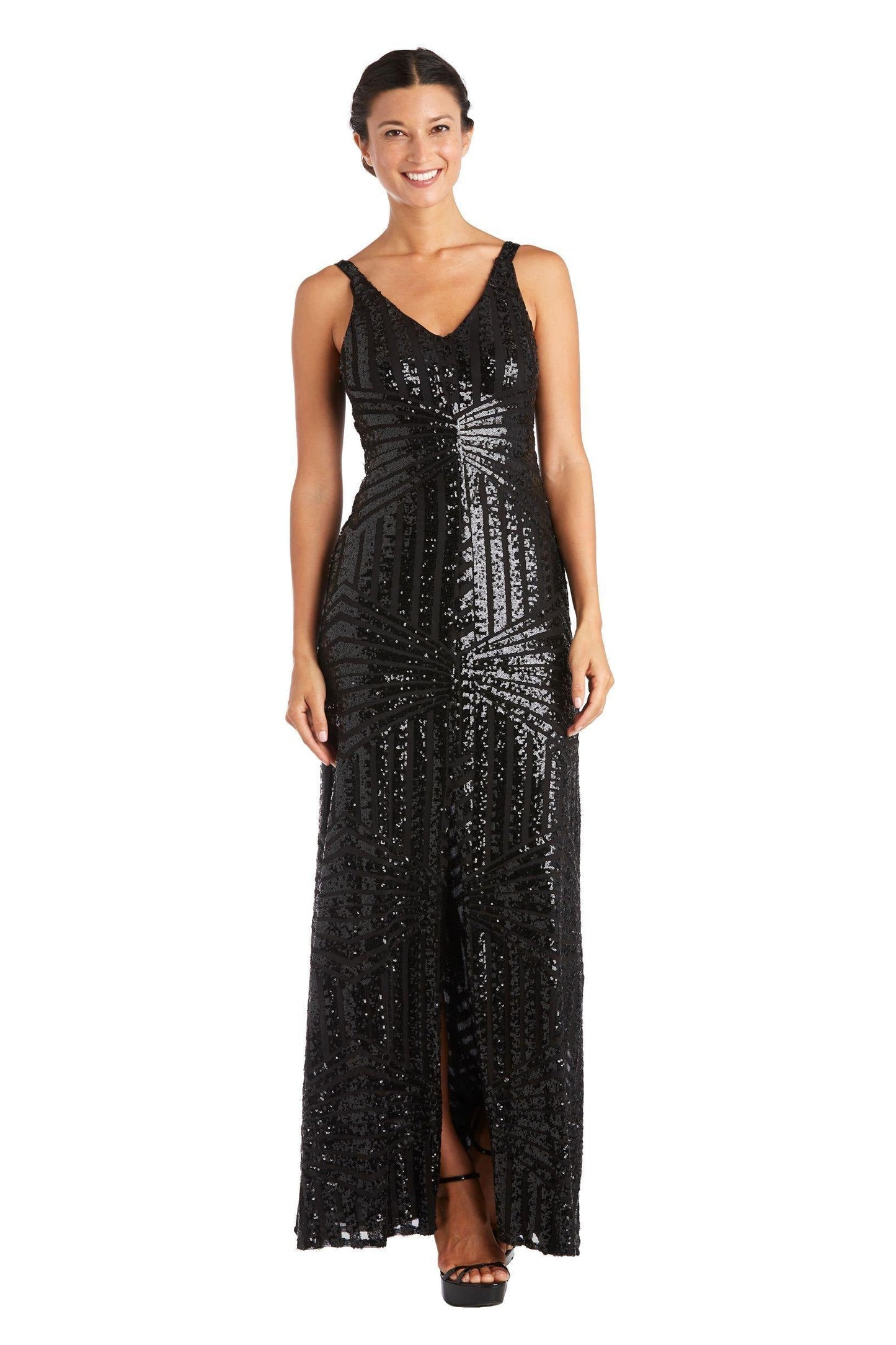 Nightway Long Glitter Formal Dress 21738 - The Dress Outlet