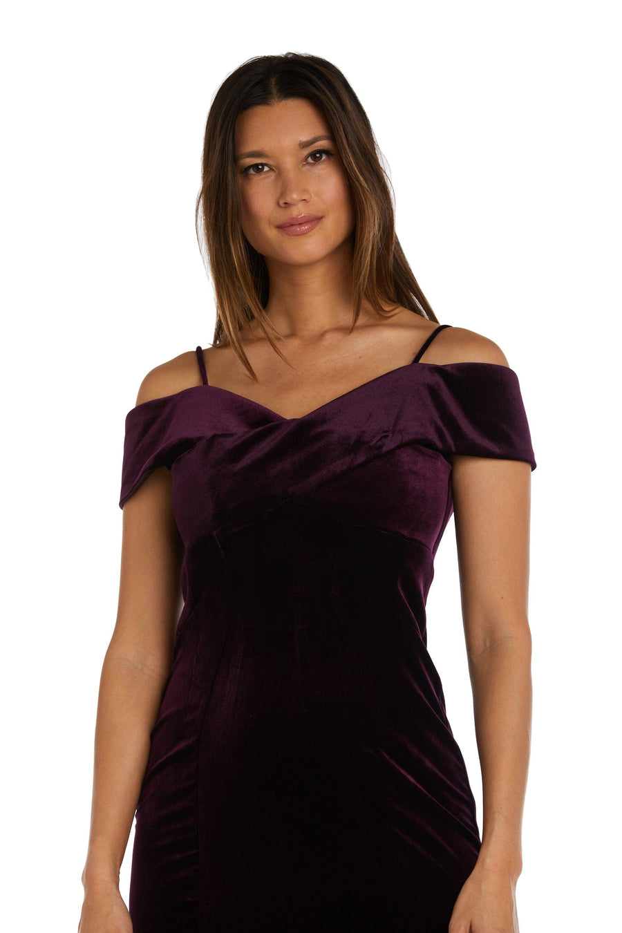 Nightway Long Off Shoulder Formal Velvet Gown 22083 - The Dress Outlet