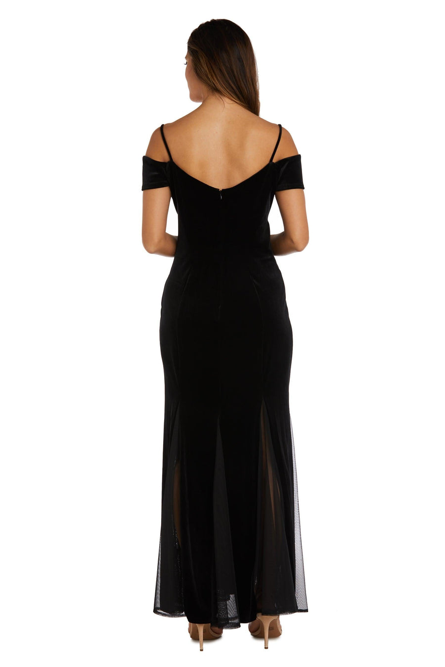 Nightway Long Off Shoulder Formal Velvet Gown 22083 - The Dress Outlet