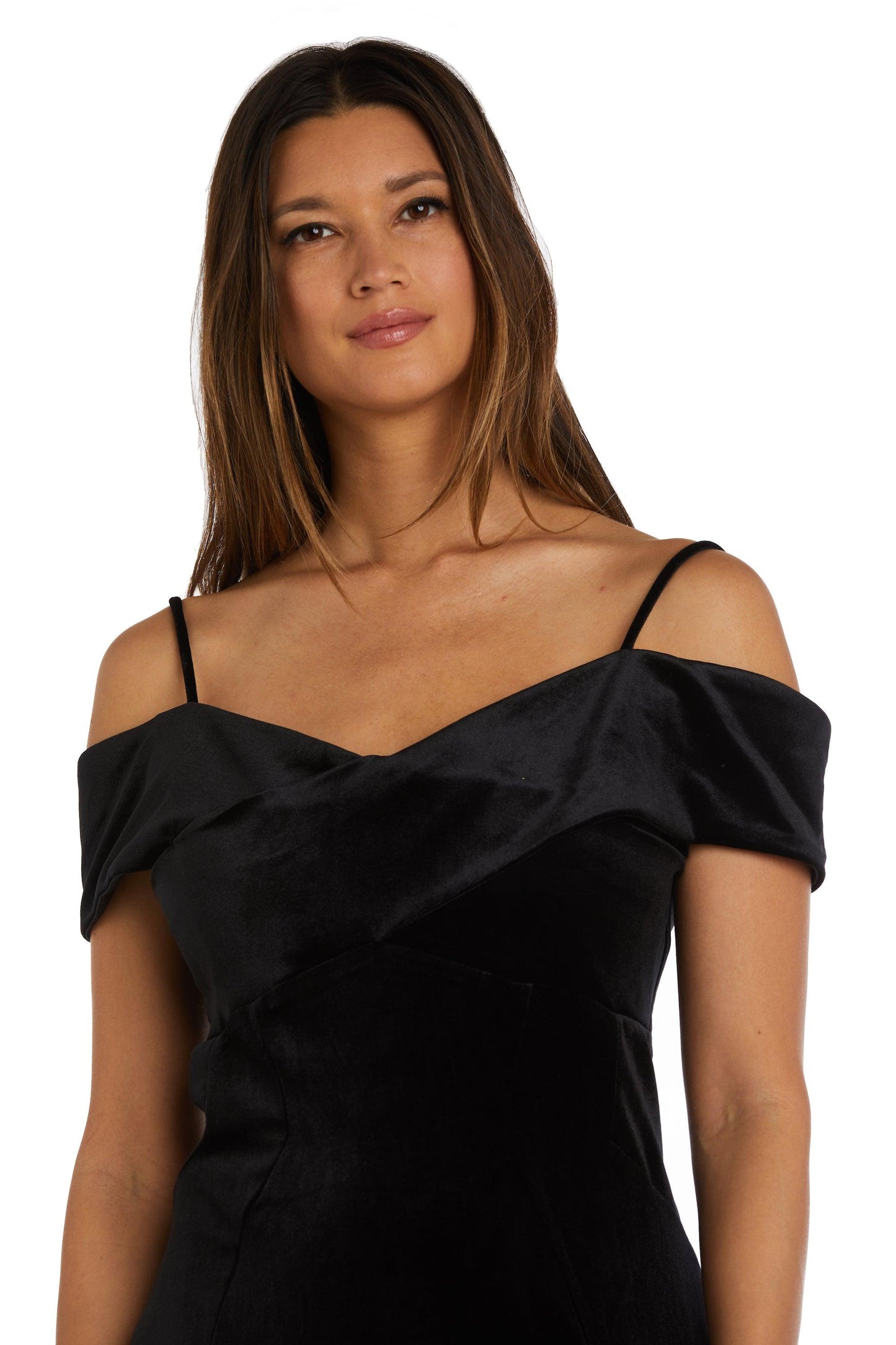 Nightway Long Off Shoulder Formal Velvet Gown 22083 - The Dress Outlet