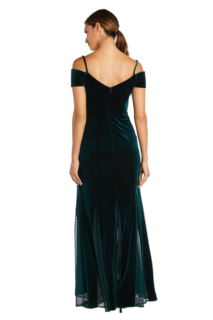 Nightway Long Off Shoulder Formal Velvet Gown 22083 - The Dress Outlet