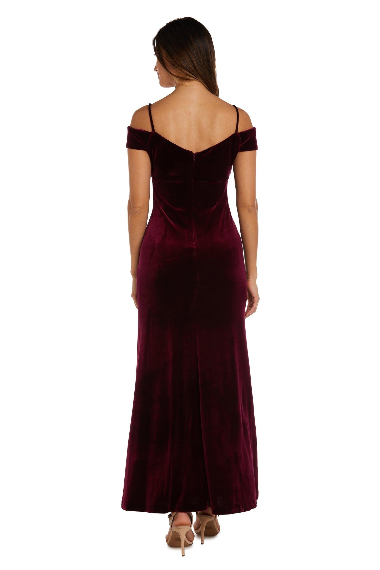 Nightway Long Off Shoulder Formal Velvet Gown 22094 - The Dress Outlet