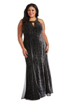 Nightway Long Plus Size Glitter Velvet Gown 21996W - The Dress Outlet