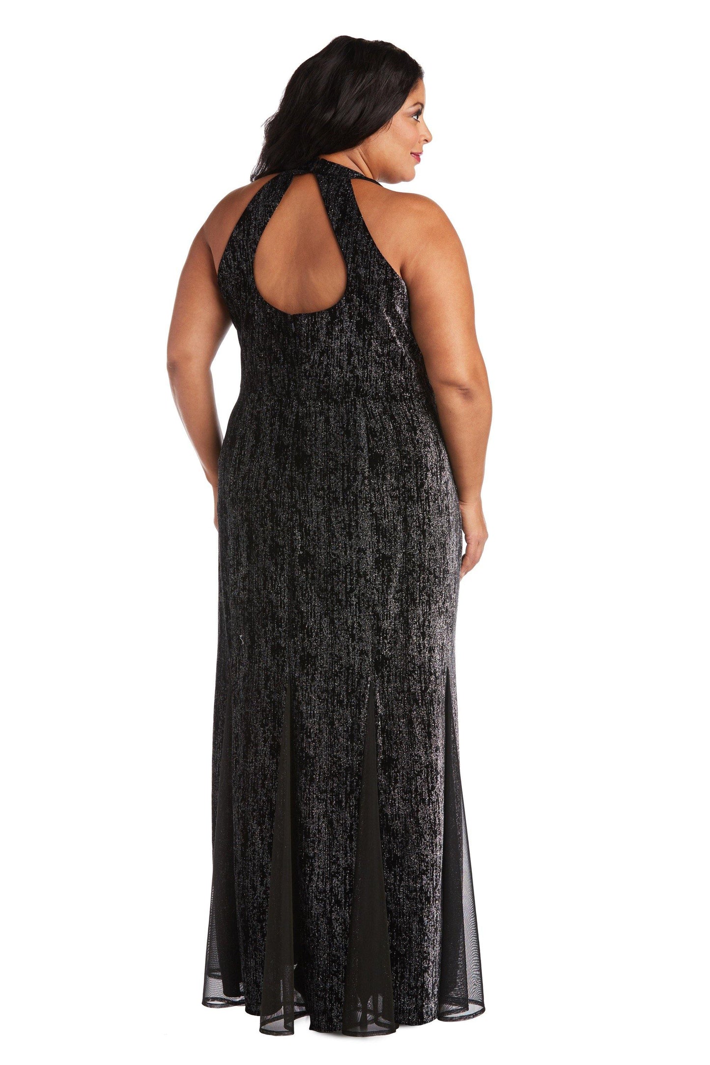 Nightway Long Plus Size Glitter Velvet Gown 21996W - The Dress Outlet