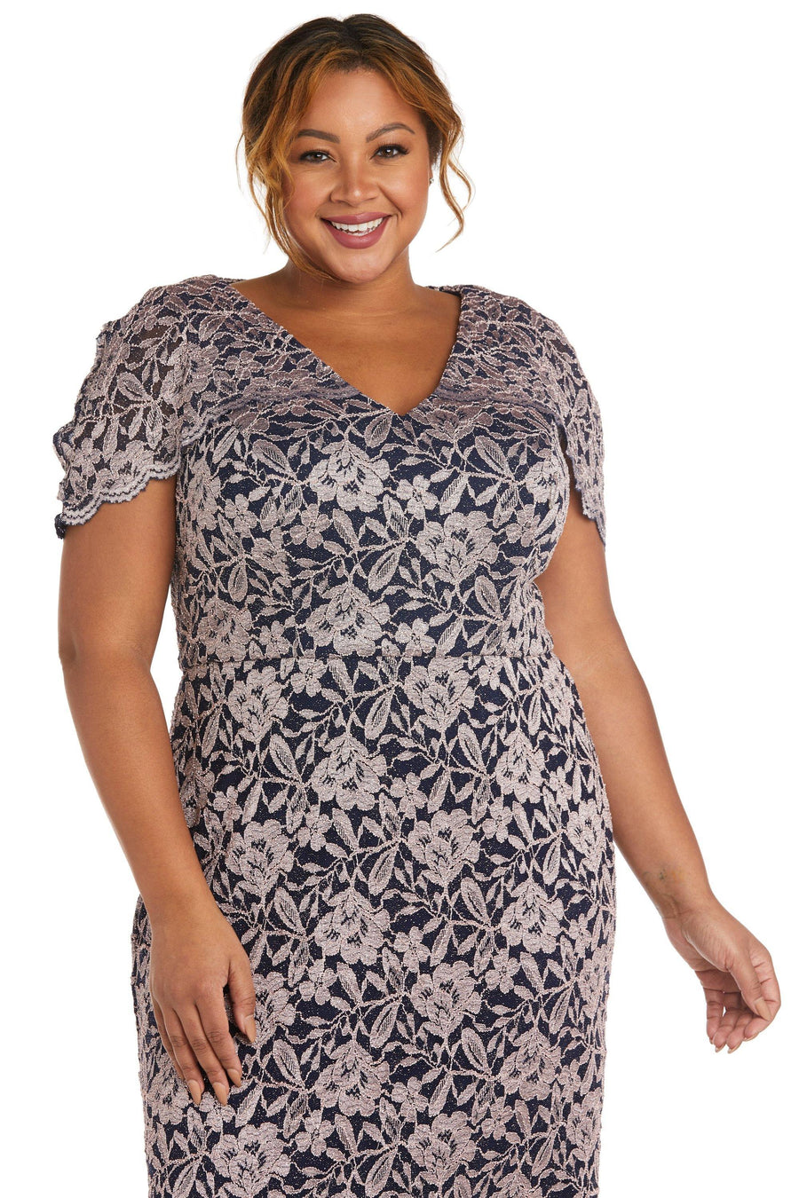 Nightway Short Plus Size Cocktail Lace Dress 22046W - The Dress Outlet