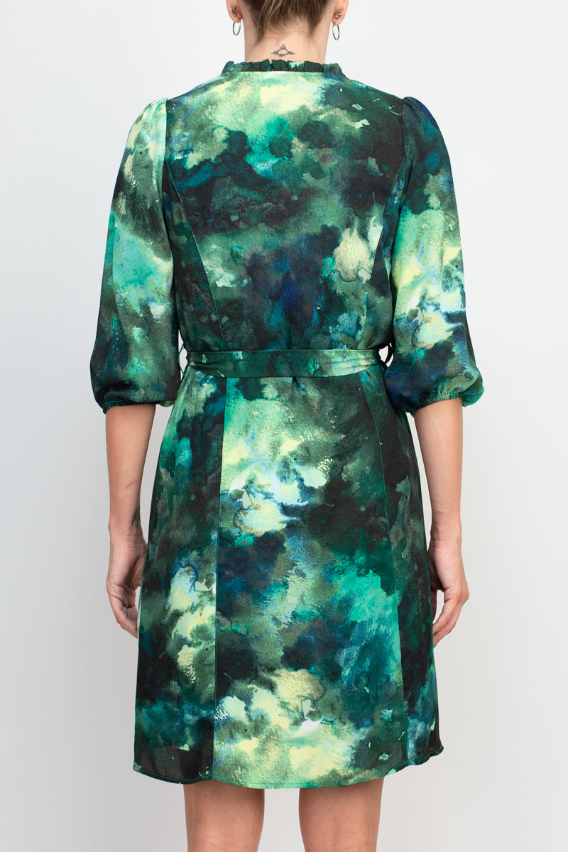 Cocktail Dresses Short Printed Cocktail Dress Teal Multi