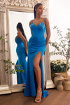 Prom Dresses Long Formal Prom Fitted Evening Dress Cyan Blue