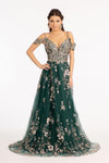 Off Shoulder  A-line Long Prom Dress - The Dress Outlet