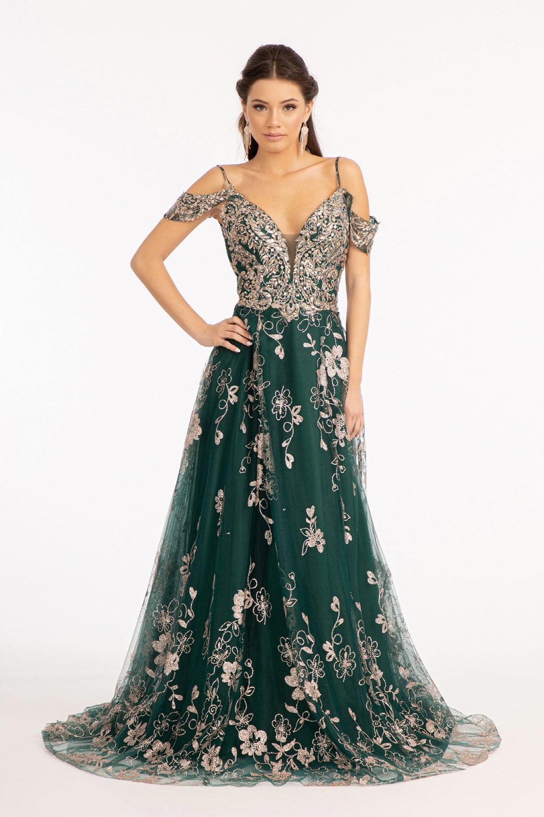 Off Shoulder  A-line Long Prom Dress - The Dress Outlet