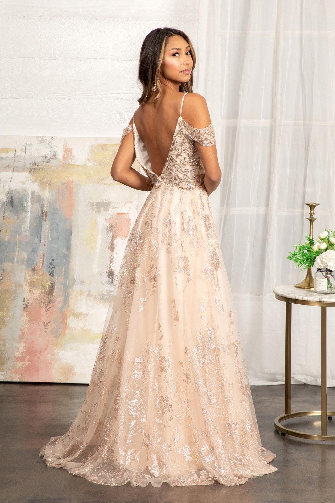 Off Shoulder  A-line Long Prom Dress - The Dress Outlet