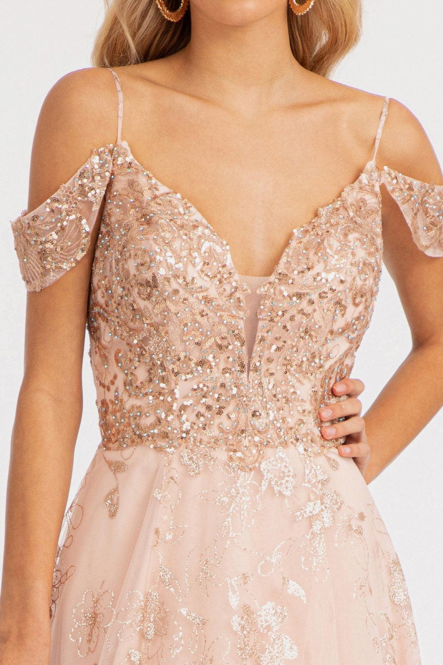 Off Shoulder  A-line Long Prom Dress - The Dress Outlet
