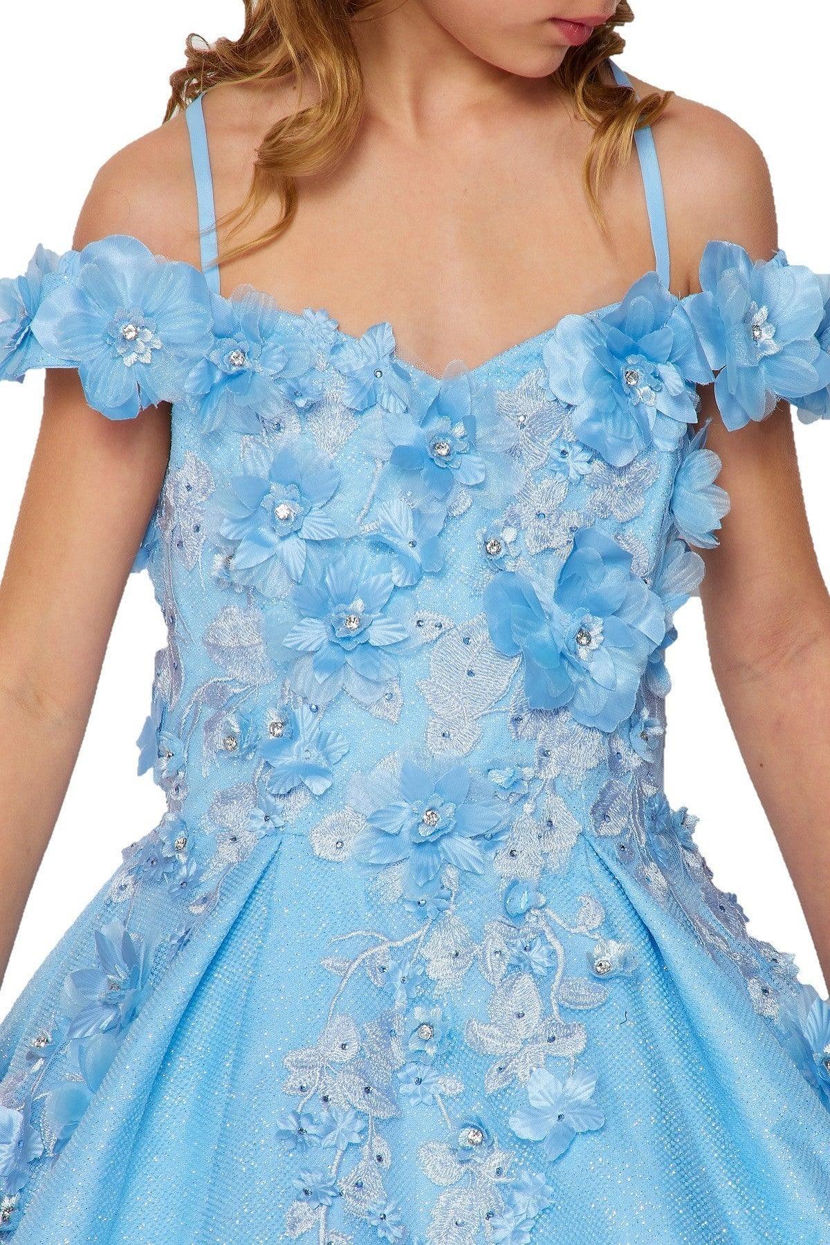 Off Shoulder Long Glower Girls Dress - The Dress Outlet