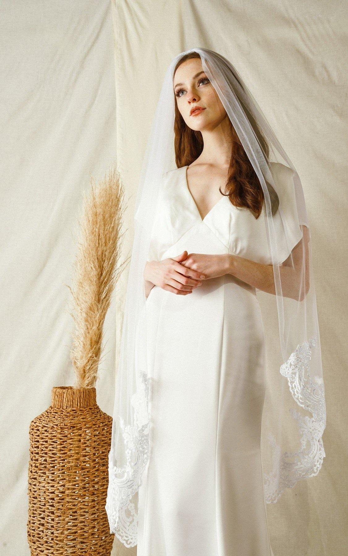 One Layer Wedding Veil Mid Length - The Dress Outlet