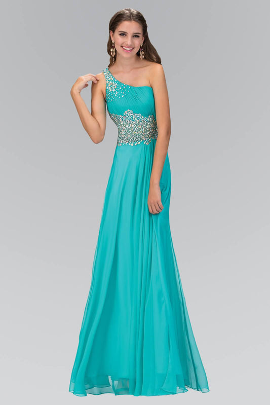 One Shoulder Chiffon Long Prom Dress Formal - The Dress Outlet Elizabeth K