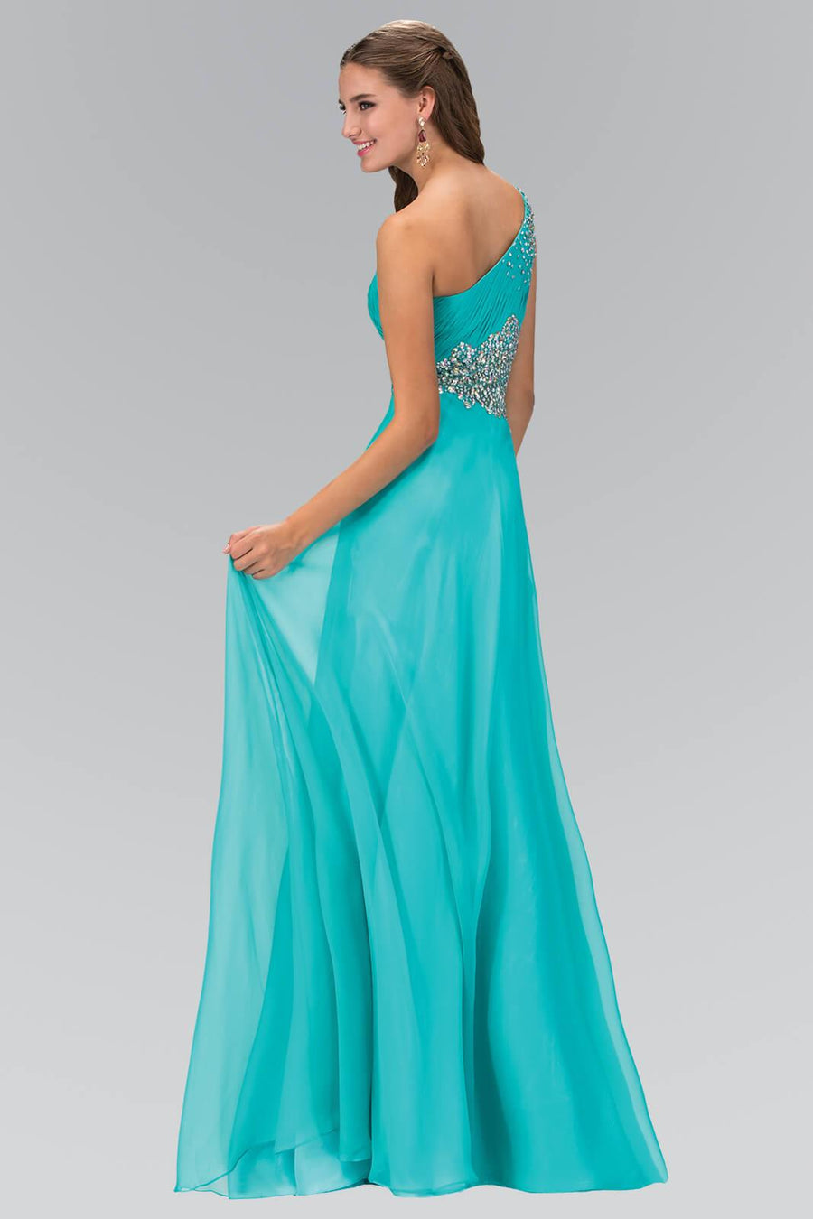 One Shoulder Chiffon Long Prom Dress Formal - The Dress Outlet Elizabeth K