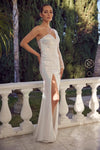 One Shoulder Long Formal Wedding Dress - The Dress Outlet