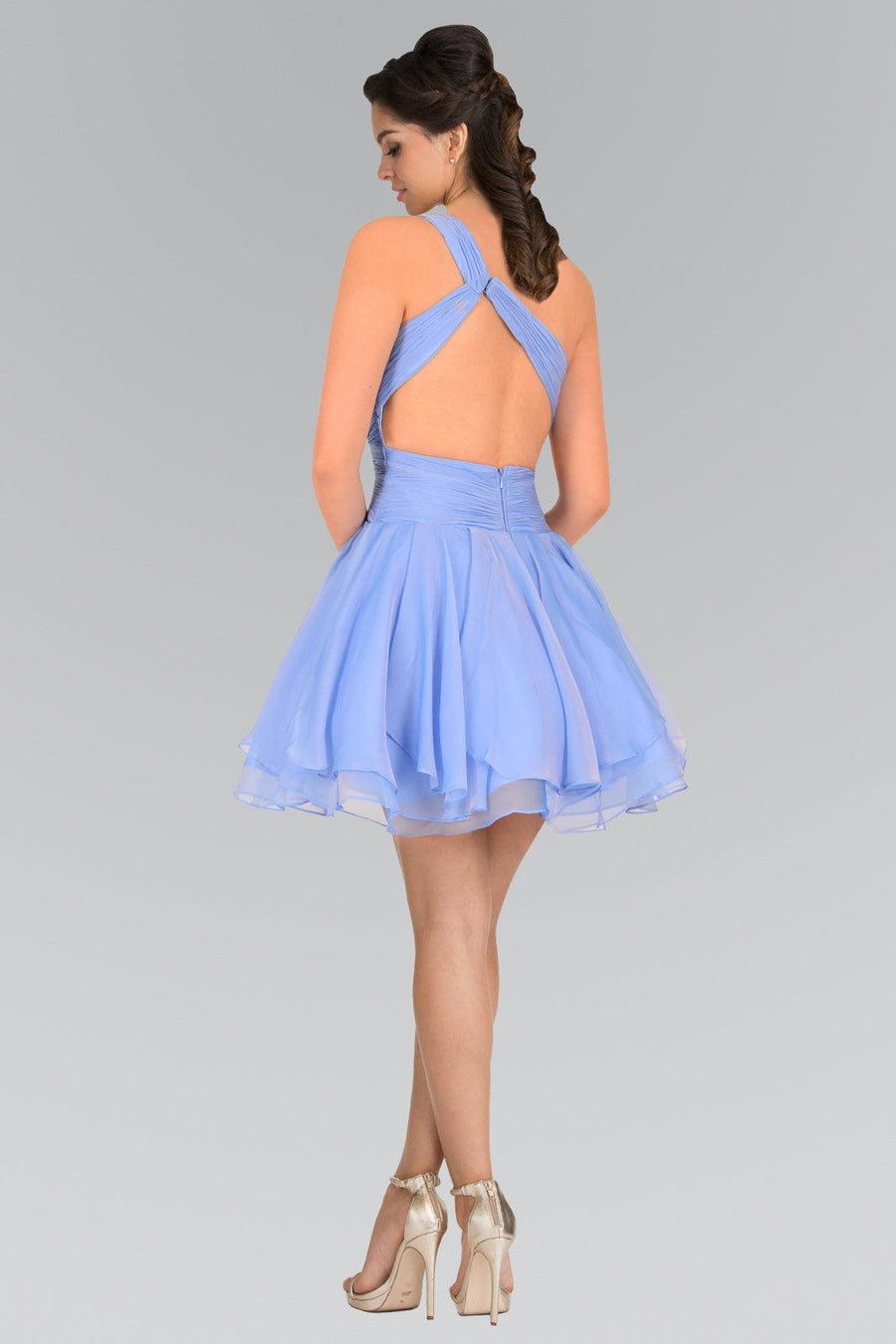 One Shoulder Short Chiffon Prom Dress - The Dress Outlet
