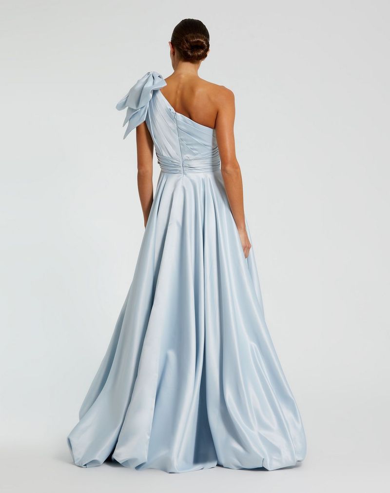 Prom Dresses A Line High Low Pleated Formal Prom Dress Ice Blue