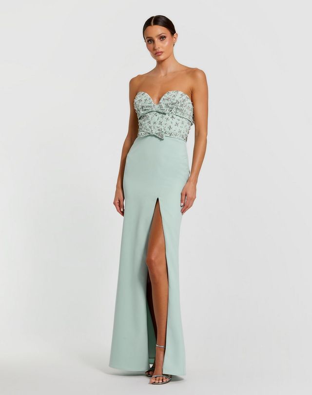 Prom Dresses Fitted Slit Long Formal Prom Dress Mint