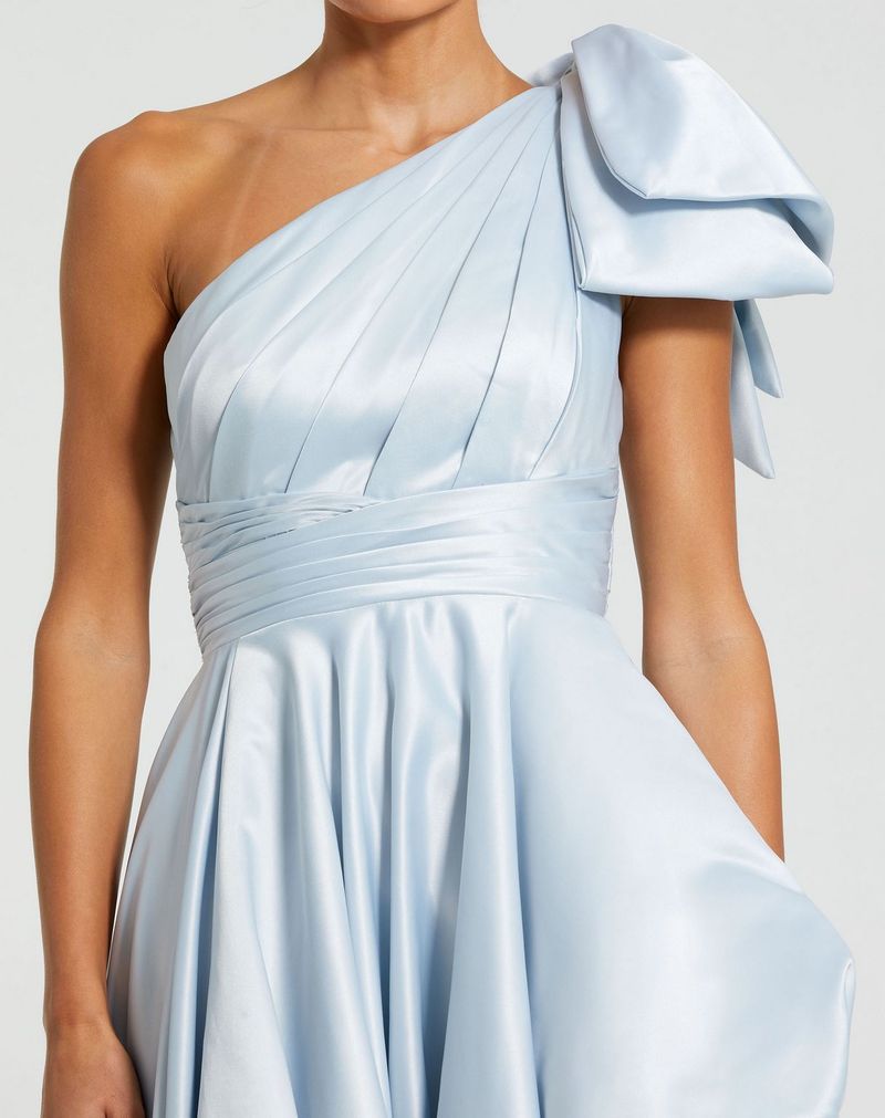 Prom Dresses A Line High Low Pleated Formal Prom Dress Ice Blue