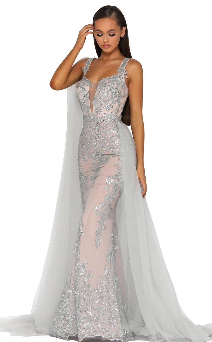 Portia And Scarlett Applique Cape Dress PS5011 - The Dress Outlet