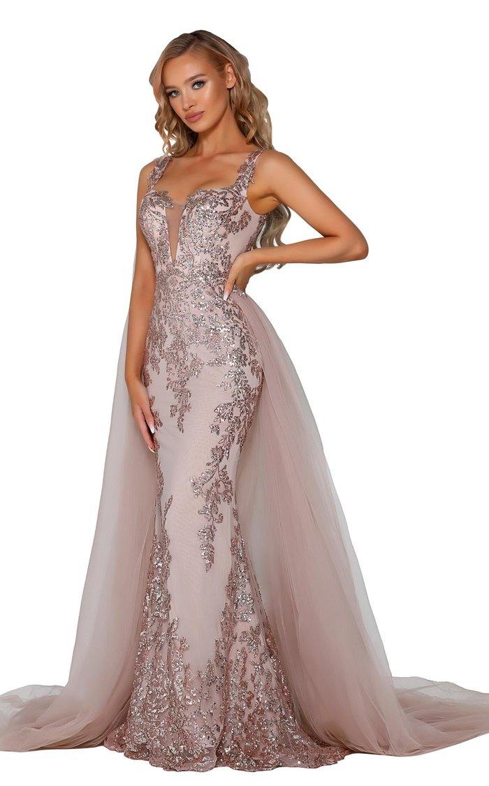 Portia And Scarlett Applique Cape Dress PS5011 - The Dress Outlet