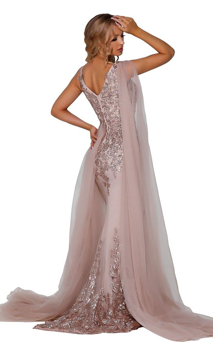 Portia And Scarlett Applique Cape Dress PS5011 - The Dress Outlet