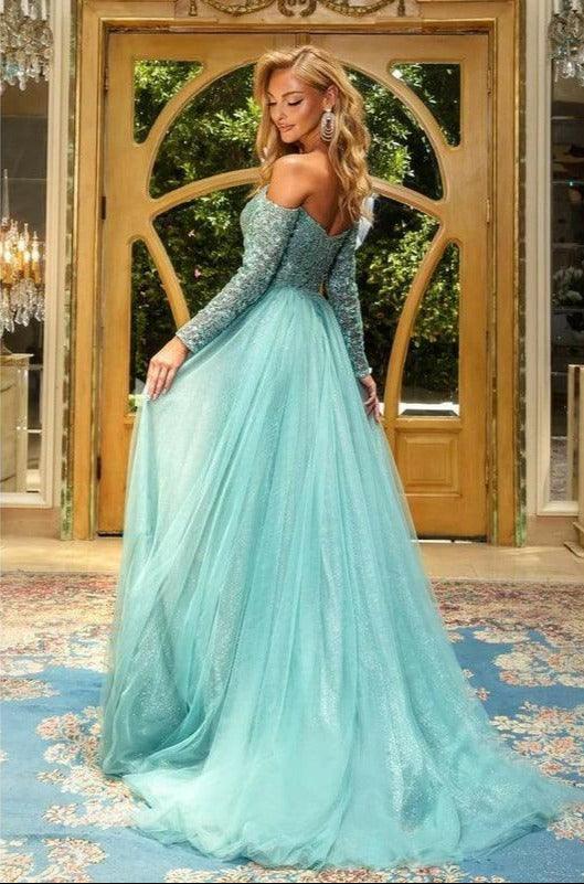 Portia and Scarlett Off Shoulder Long Gown 22924 - The Dress Outlet