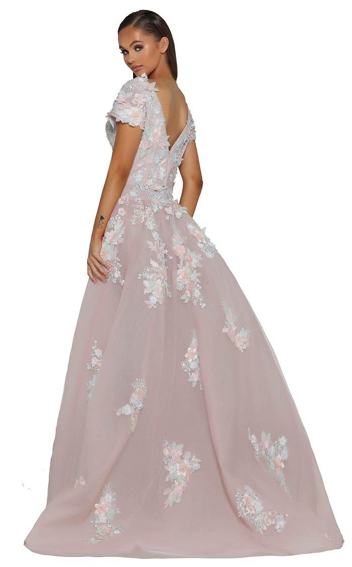 Portia and Scarlett Short Sleeves Long Gown 1997S - The Dress Outlet