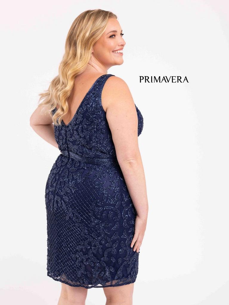 Primavera Couture Beaded Short Plus Size Dress 3884 - The Dress Outlet