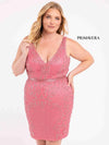 Primavera Couture Beaded Short Plus Size Dress 3884 - The Dress Outlet